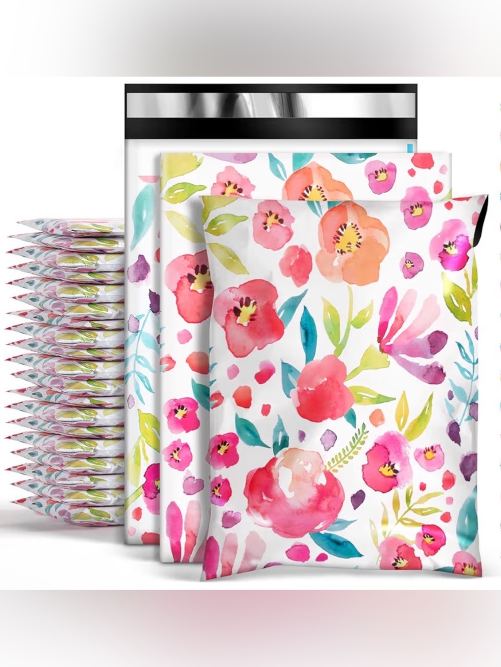 Floral Watercolor 10” x 13” Poly Shipping Mailers (10) NWT